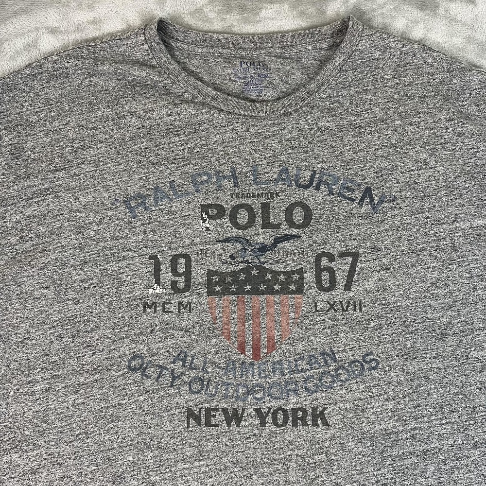 Polo Ralph Lauren Shirt Mens XL Gray Classic Fit USA Flag Eagle Graphic Tee